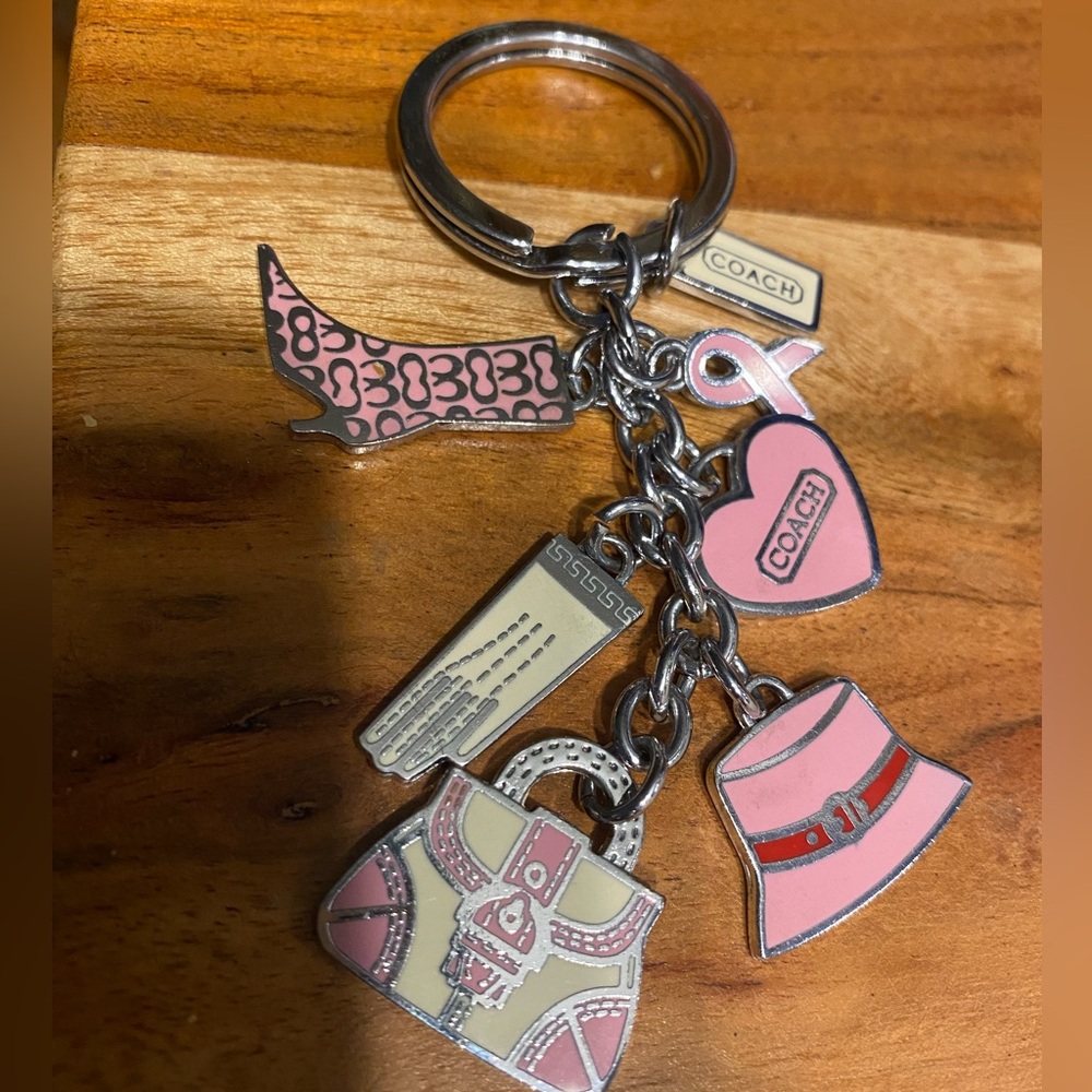Gorgeous Coach Key Ring with Pink Breast Cancer Accents in PERFECT CONDITION